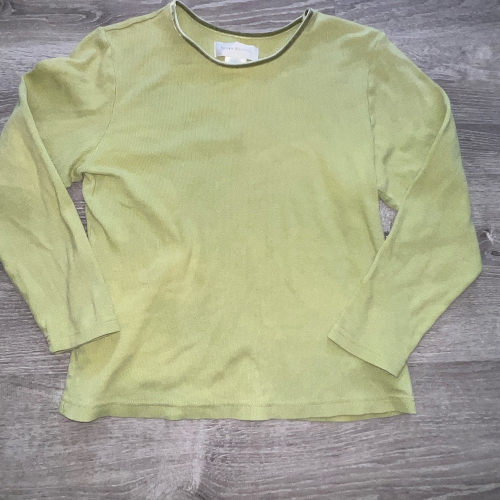 Susan Bristol Light Green Crew Neck Sweater